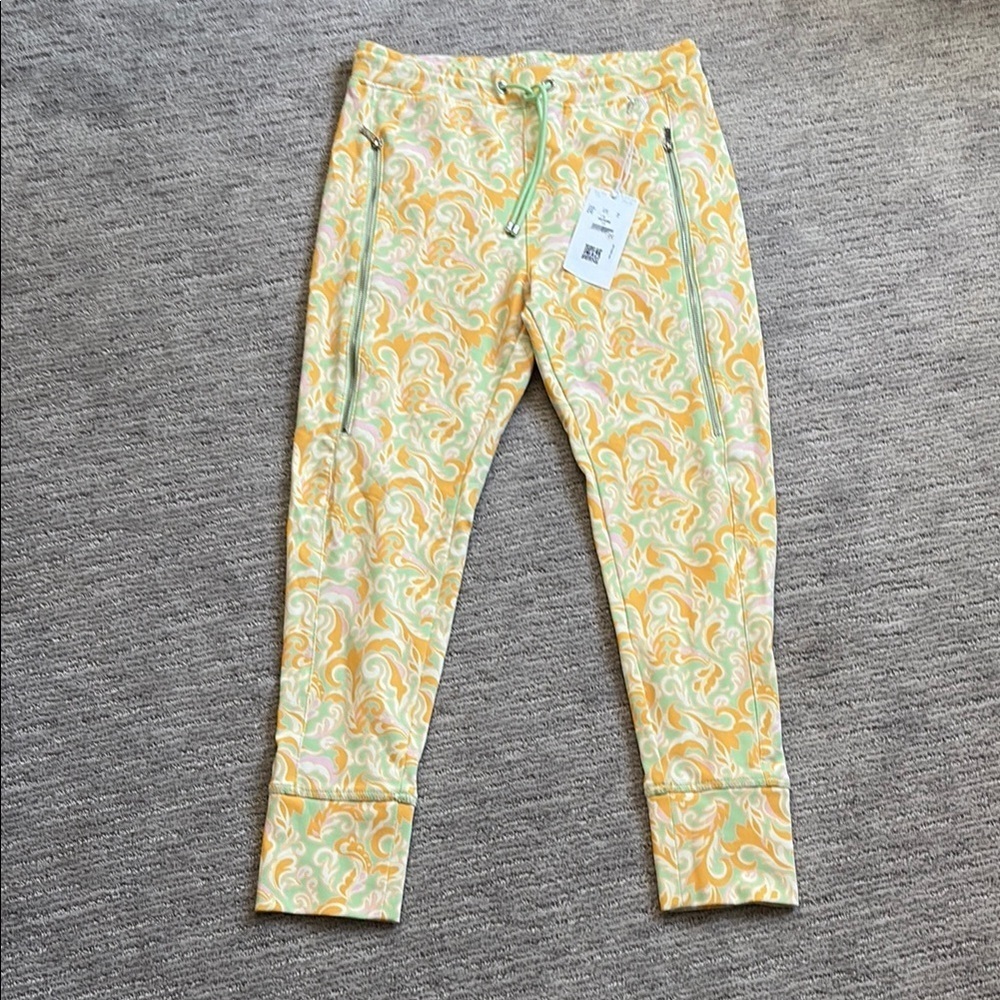 Mac Jeans Yellow and Green Track Pants with Stretchy Knit Fabric